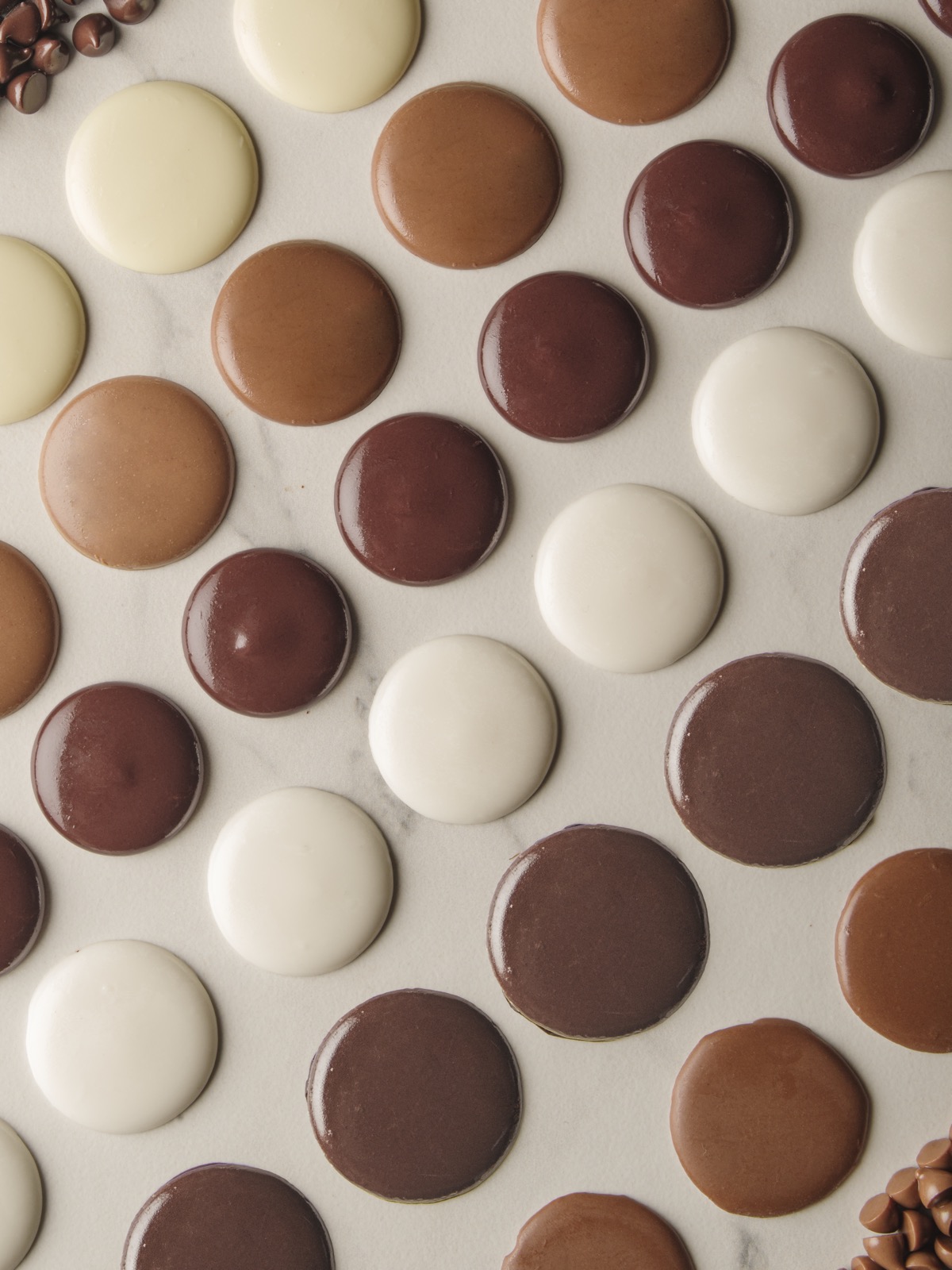 Coberturas de chocolate negro, con leche y blanco